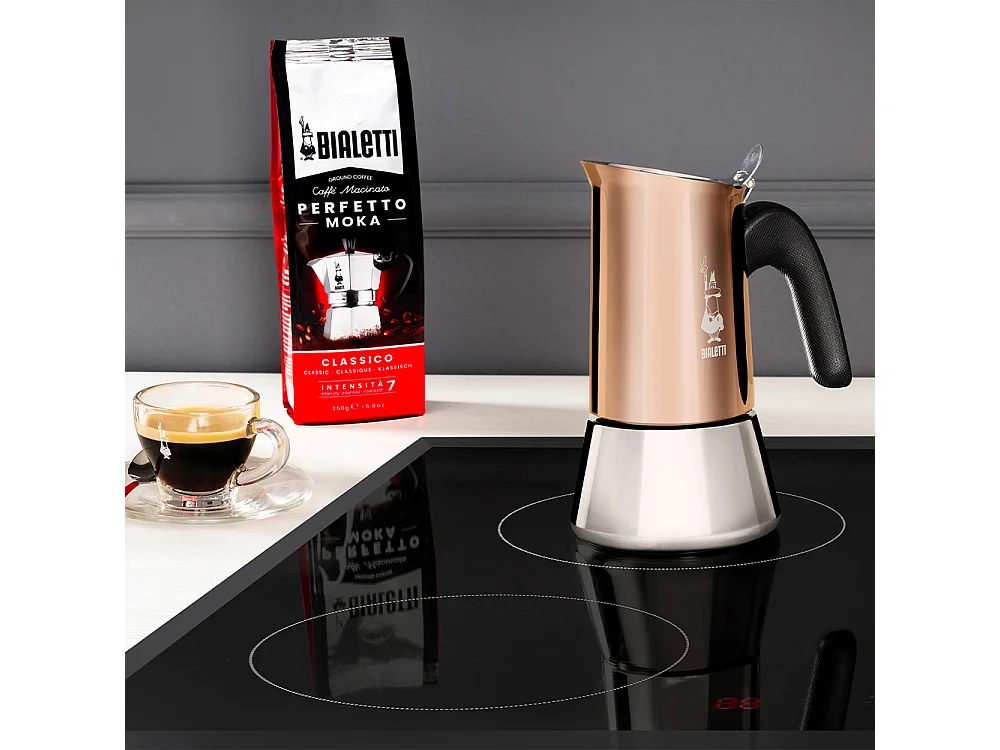 Italienischer Kaffeekocher Vénus aus Edelstahl 6 Tassen Induktion Kupfer Bialetti - 100% kompostierbar