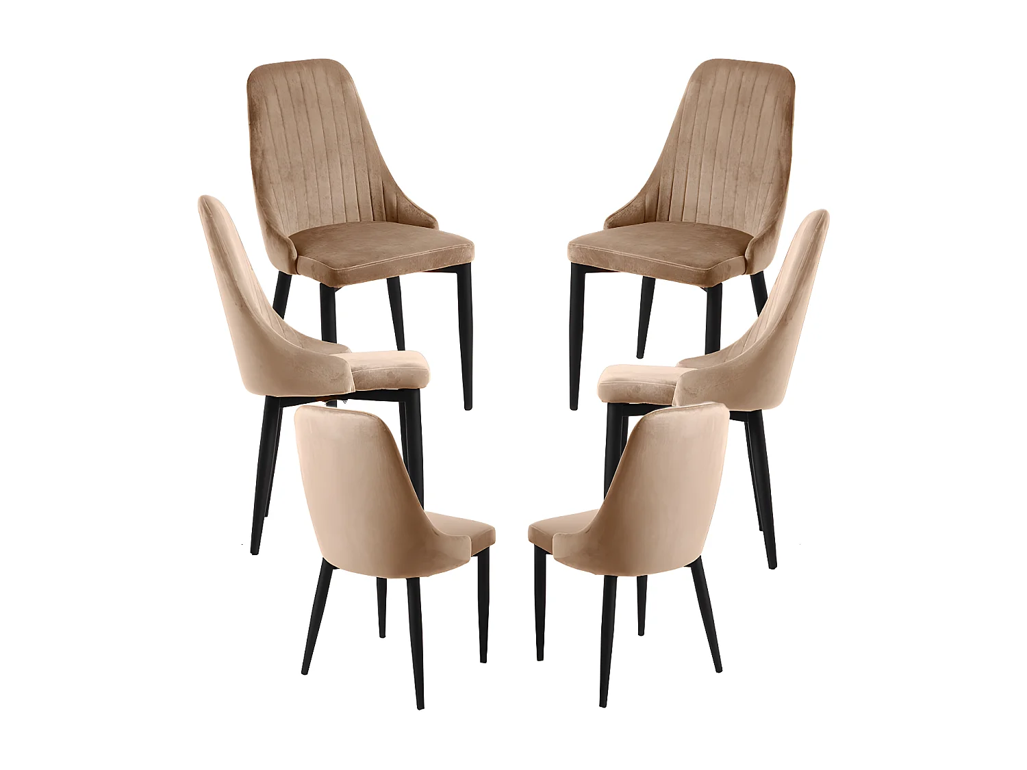 Packs Sillas Comedor - Pack 6 Sillas Kan Terciopelo - Marrón Claro