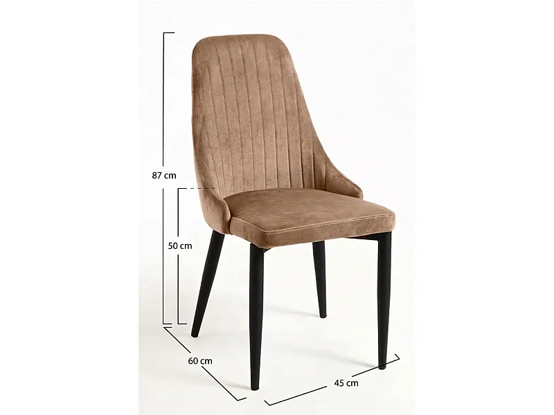Packs Sillas Comedor - Pack 6 Sillas Kan Terciopelo - Marrón Claro