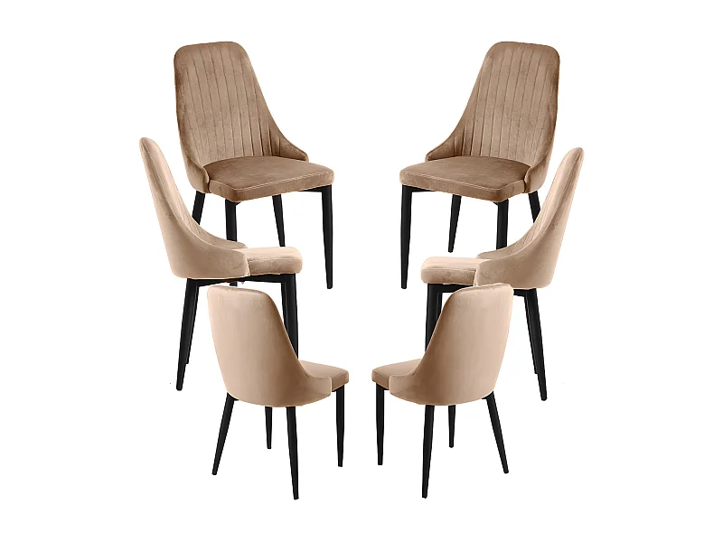 Packs Sillas Comedor - Pack 6 Sillas Kan Terciopelo - Marrón Claro