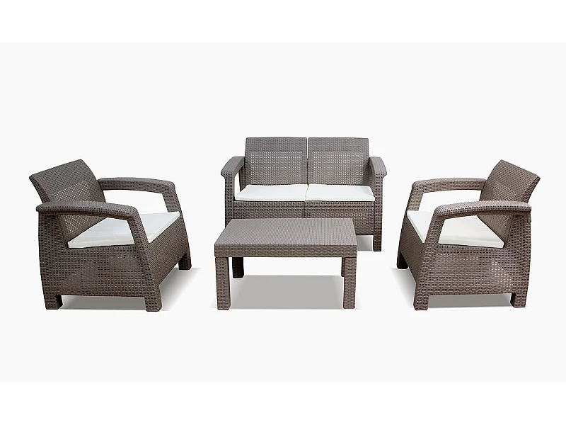 Sofá + 2 Sillones + Mesa de Centro CF. Muebles de Jardin y Terraza Ratan PE