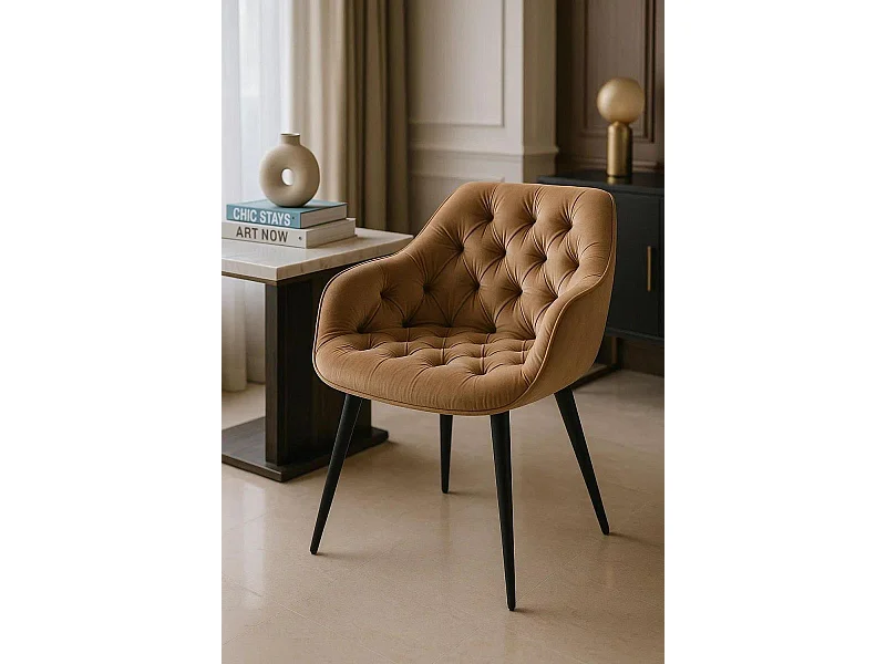 Sillas Comedor - Silla Zandel Black Terciopelo - Champán