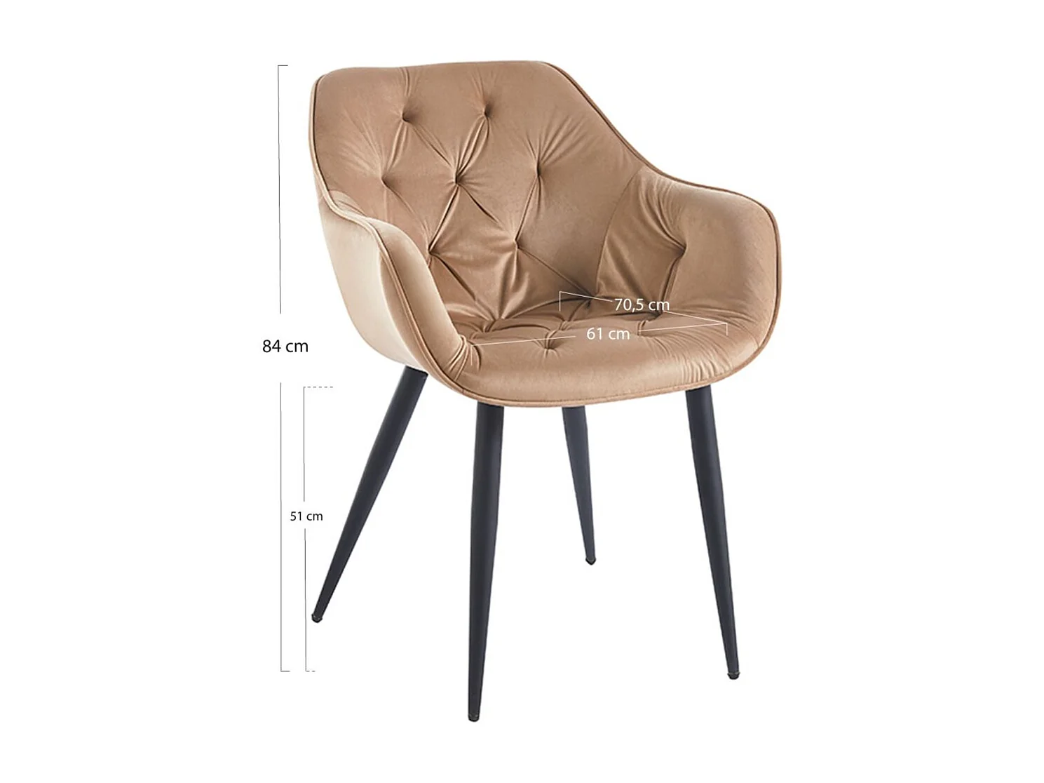 Sillas Comedor - Silla Zandel Black Terciopelo - Champán