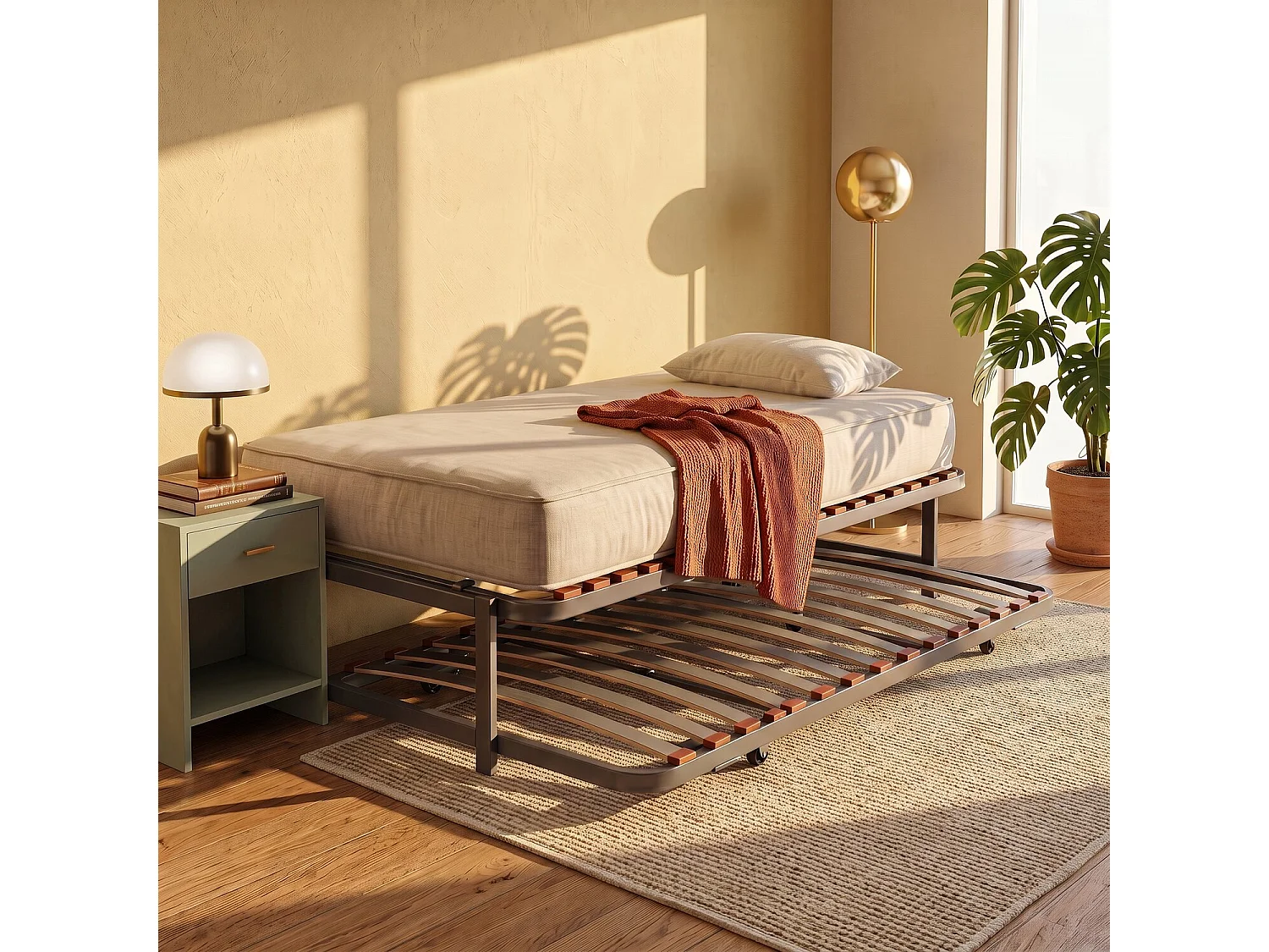 Cama extra 105 x 190 cm | PIKOLIN | Estrado Ninho + pés | Convidados
