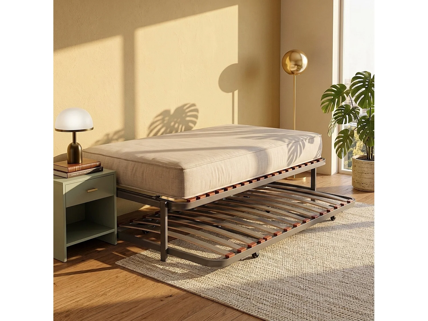 Cama extra 105 x 190 cm | PIKOLIN | Estrado Ninho + pés | Convidados