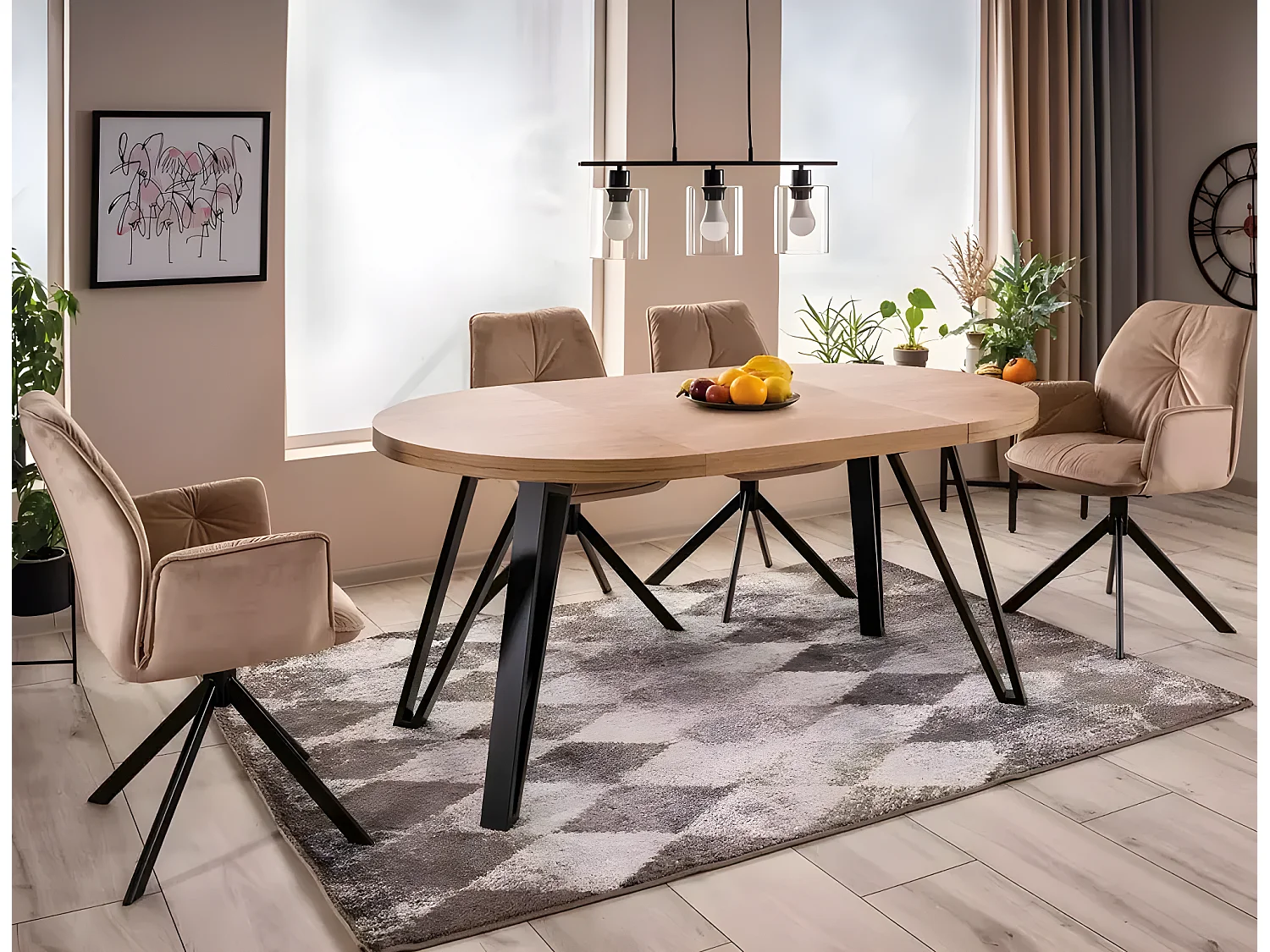 Table à manger Galaxy (100x168)/Ronde/Marron