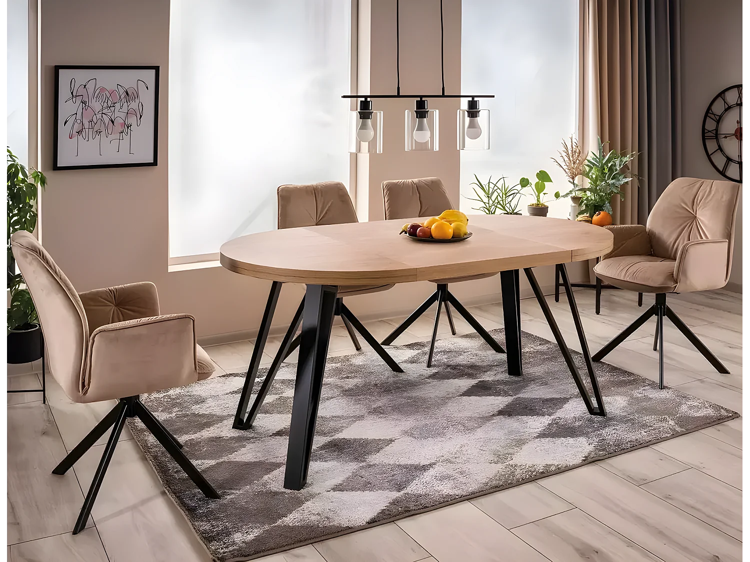 Esstisch Galaxy(100x168)/Rund/Braun