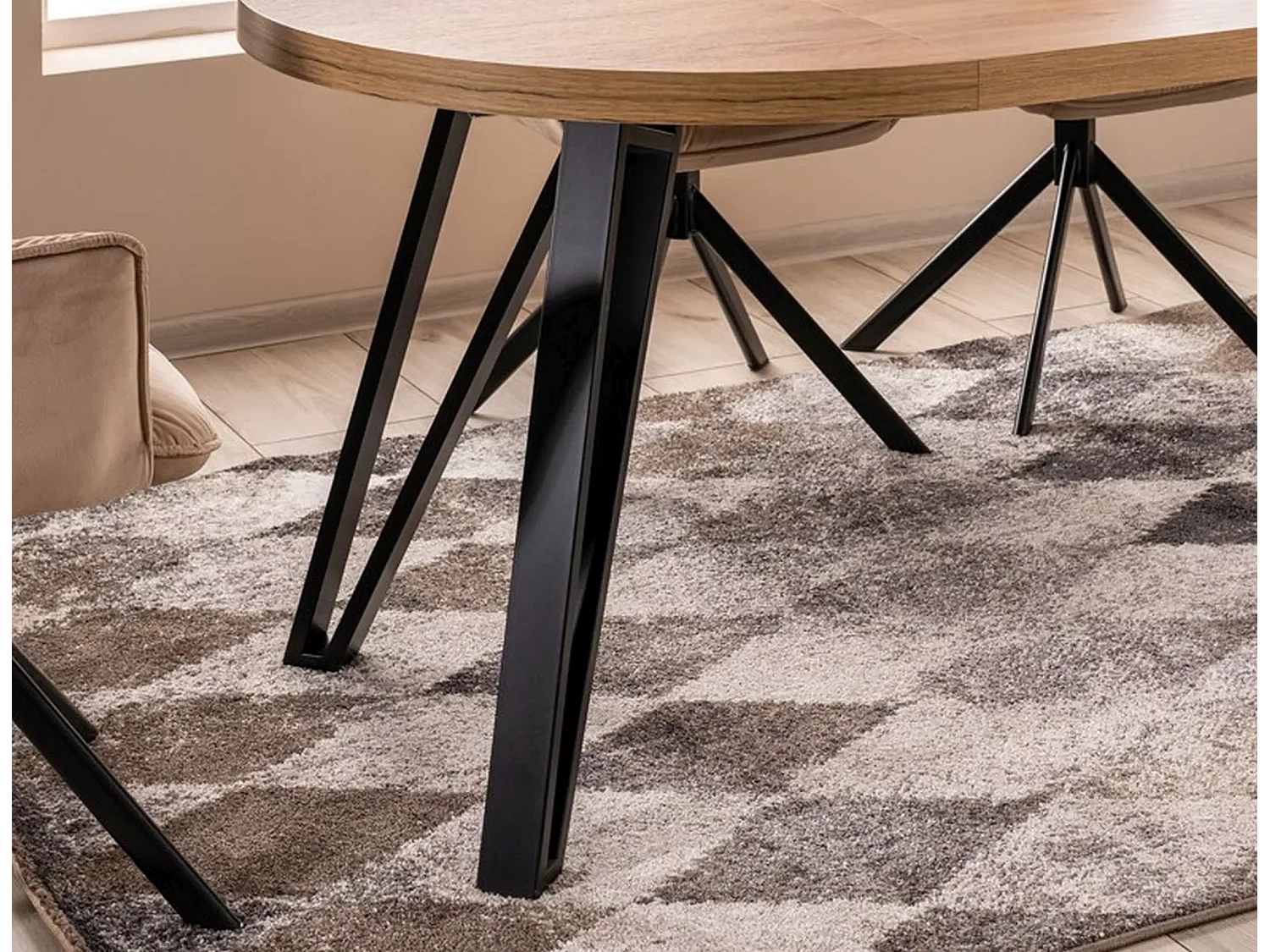 Esstisch Galaxy(100x168)/Rund/Braun