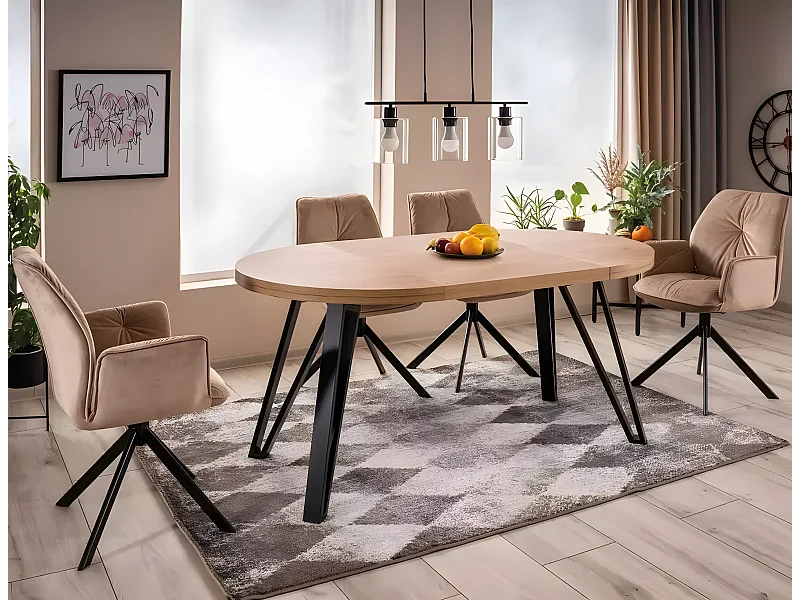 Esstisch Galaxy(100x168)/Rund/Braun