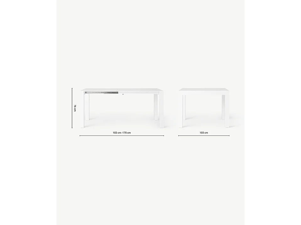 Nemes - Mesa extensible (103/170 x 90 cm) en MDF blanco