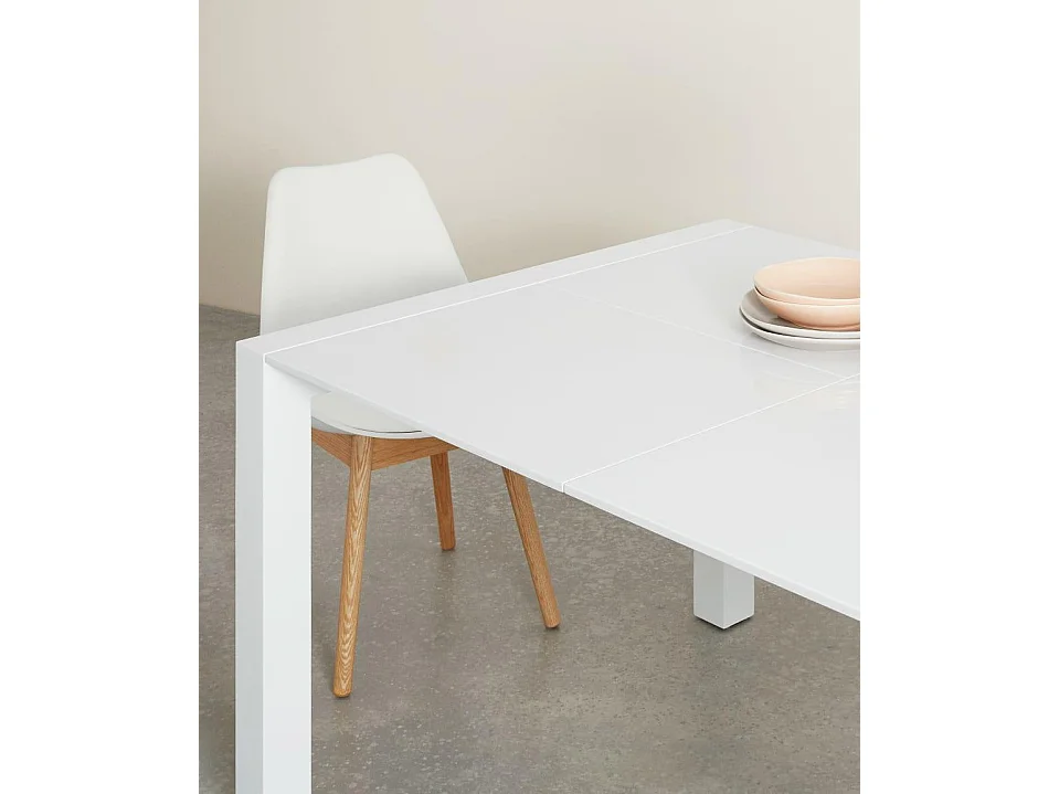 Nemes - Uitschuifbare tafel (103/170 x 90 cm) in wit MDF
