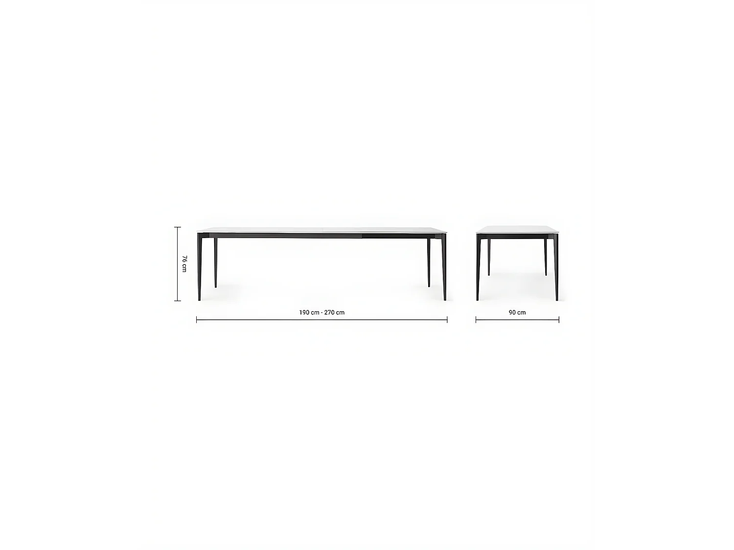 Phoenix Table extensible (190/270 x 90 cm) en Verre Blanc