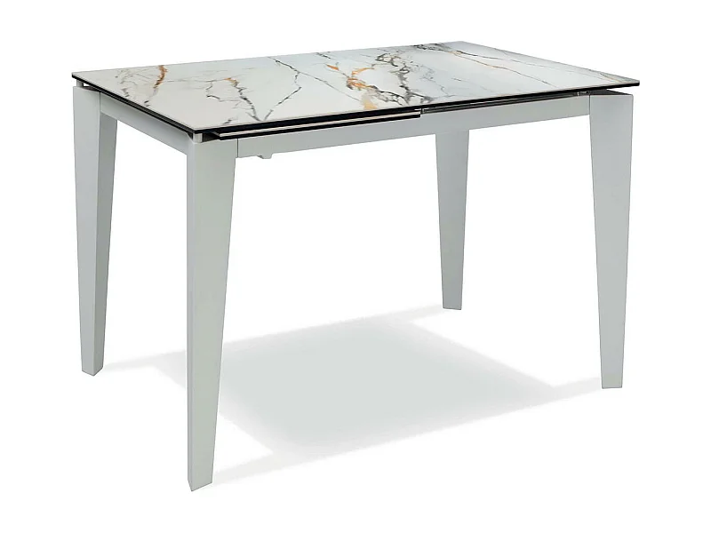 Table extensible de 120cm à 170cm plateau moderne en céramique sur verre trempé marbre Calacatta Borghini