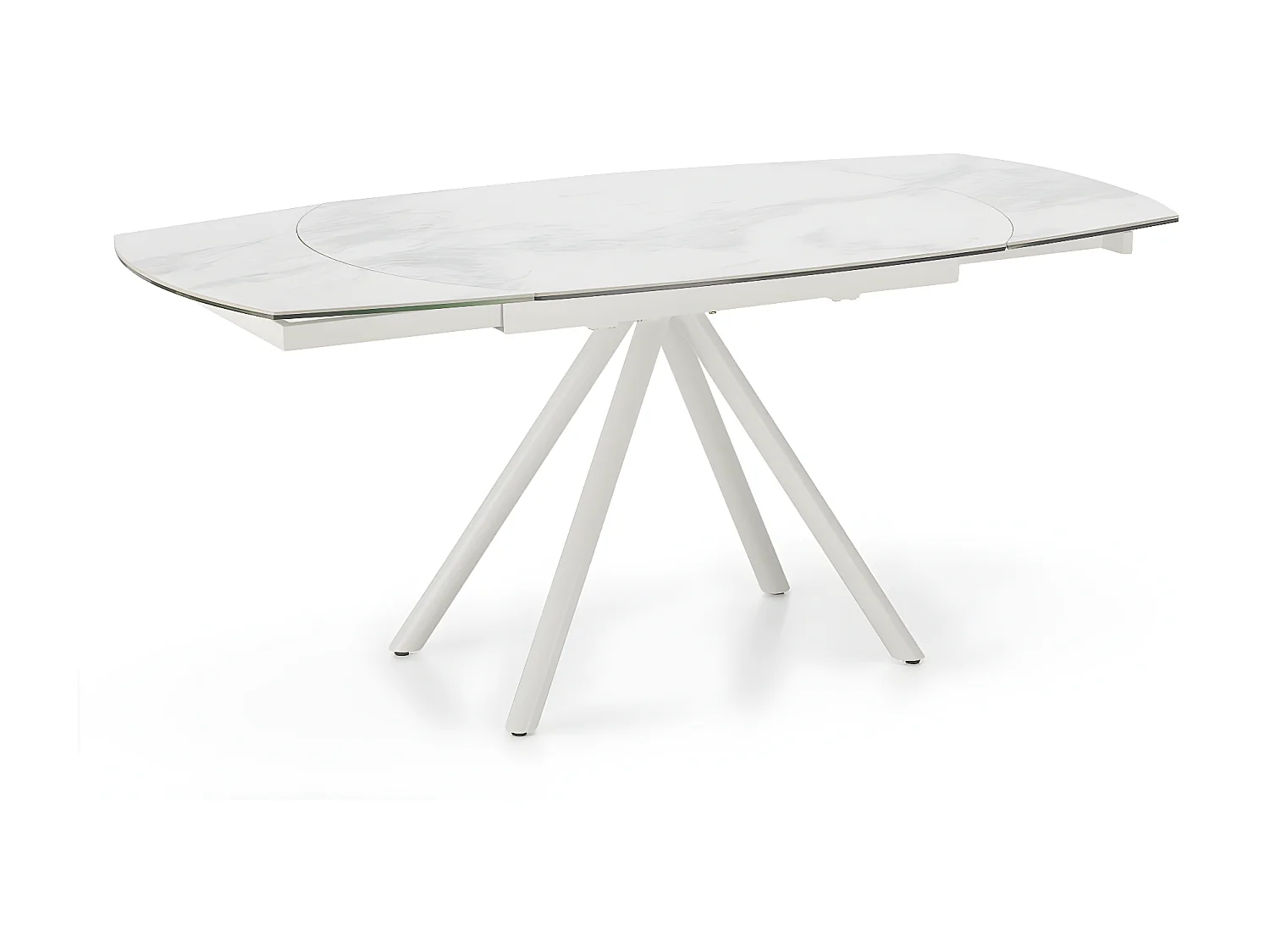 Tavolo Kyoto Four Allungabile in Vetro Temperato Marmo Bianco fino a 180cm