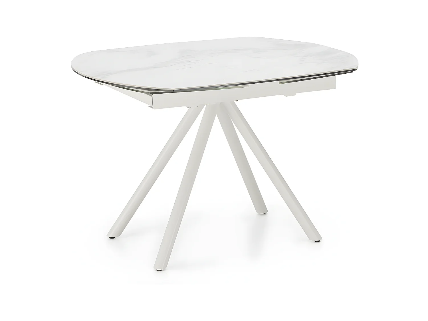 Table Extensible Kyoto Four en Verre Trempé Marbre Blanc jusqu'à 180cm