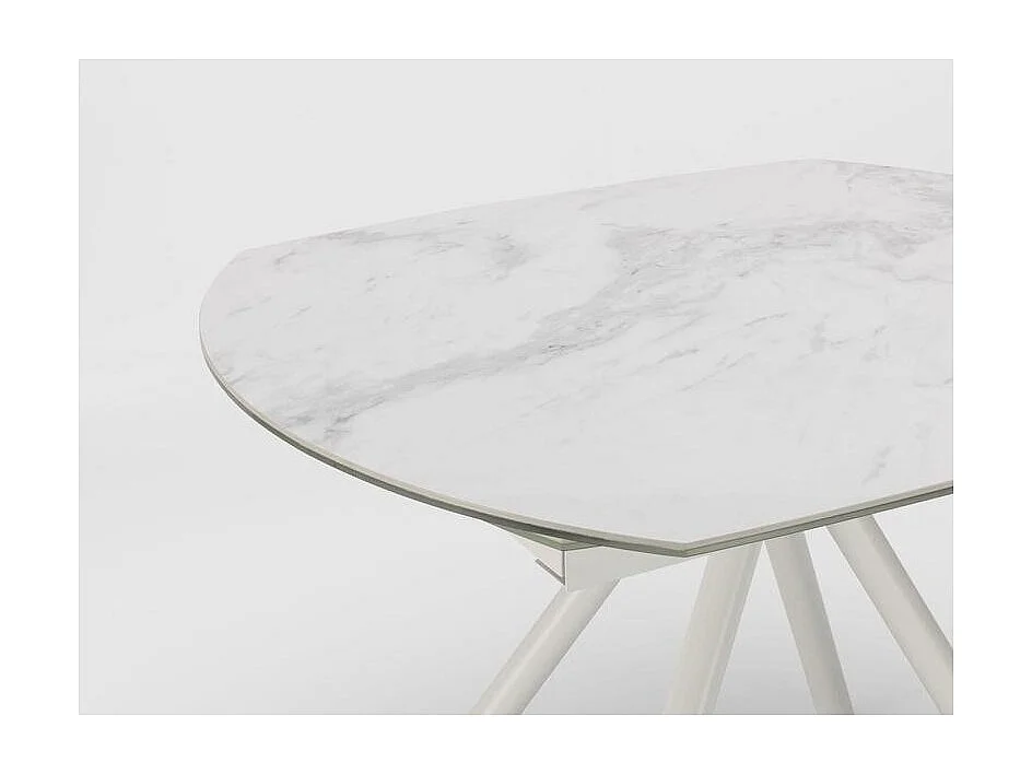 Mesa Extensível Kyoto Four em Mármore Branco Vidro Temperado até 180cm