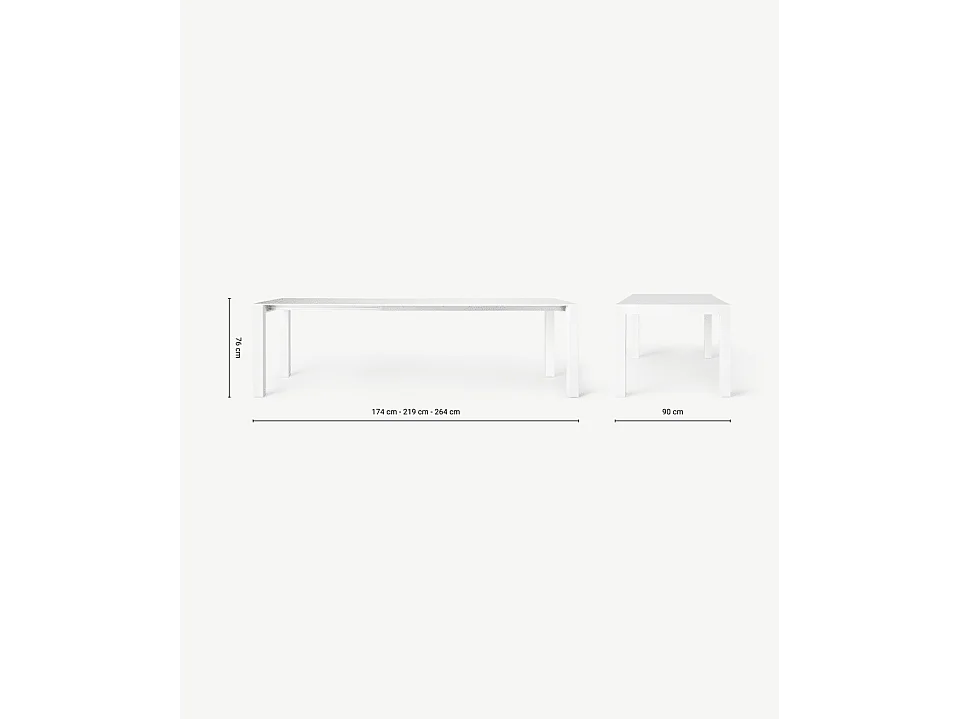 Neal - Mesa extensível (170/264 x 90 cm) em MDF Branco