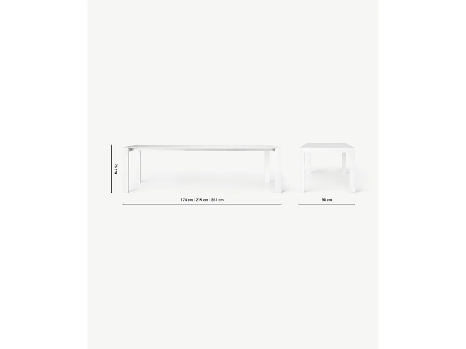 Neal - Tavolo allungabile (170/264 x 90 cm) in MDF Bianco