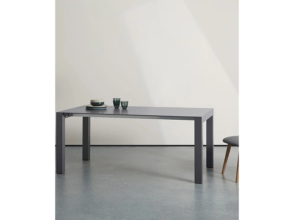 Neal Table extensible (170/264 x 90 cm) en MDF gris