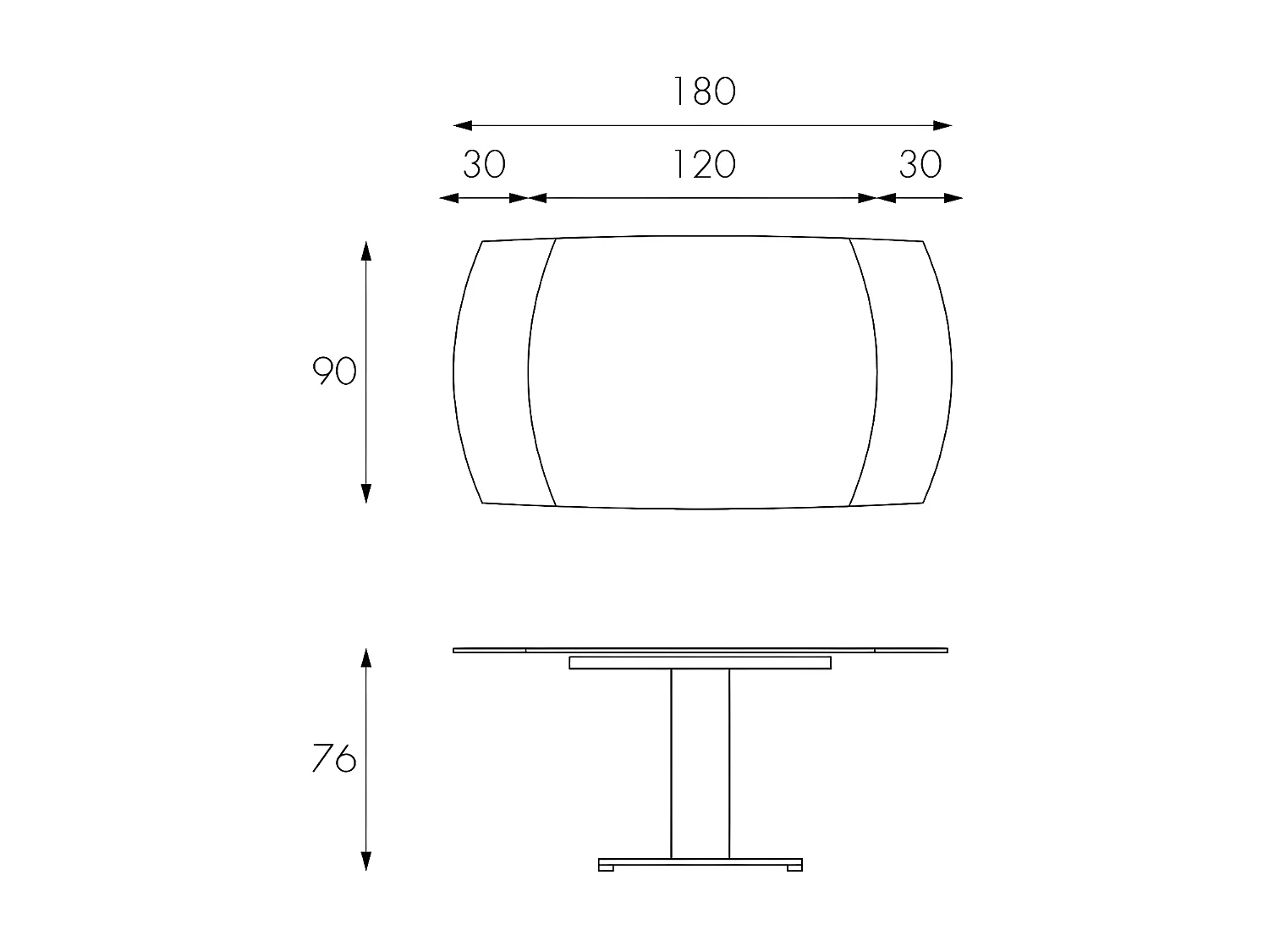 Kyoto - Mesa extensível (120/180 x 90 cm) em vidro antracite