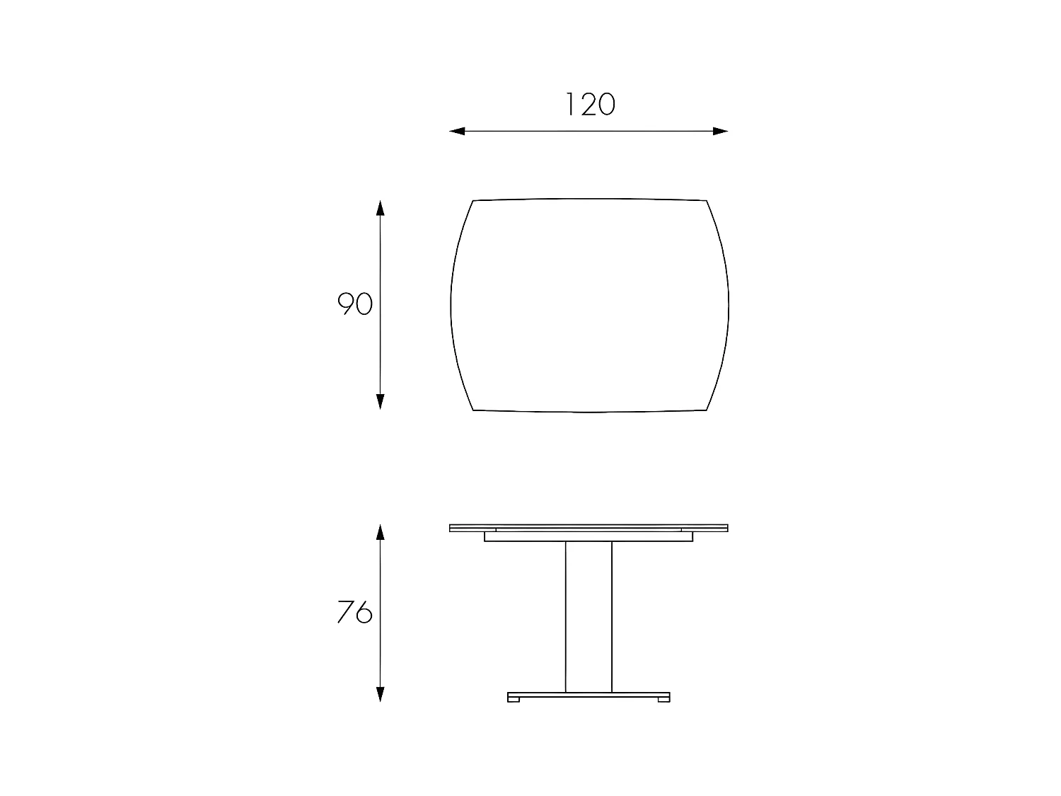 Kyoto - Uitschuifbare tafel (120/180 x 90 cm) in antraciet glas