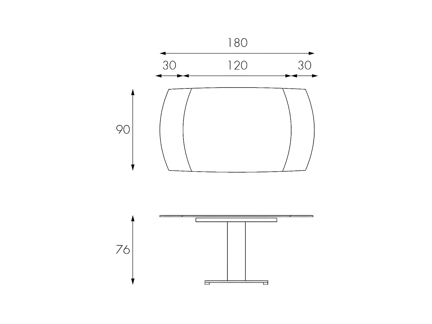 Kyoto - Uitschuifbare tafel (120/180 x 90 cm) in antraciet glas