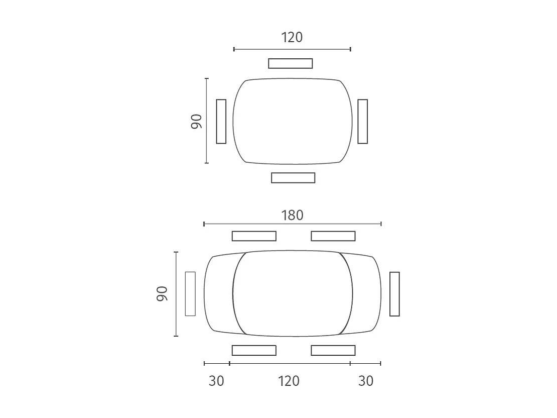 Kyoto - Mesa extensível (120/180 x 90 cm) em vidro antracite