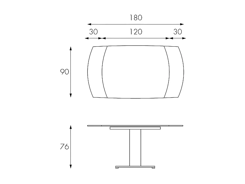 Kyoto - Stół rozkładany (120/180 x 90 cm) ze szkła antracytowego