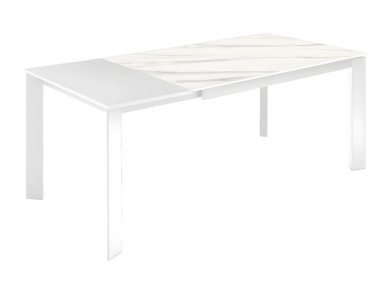 David - Uitschuifbare tafel (140/200 x 90 cm) in wit keramiek