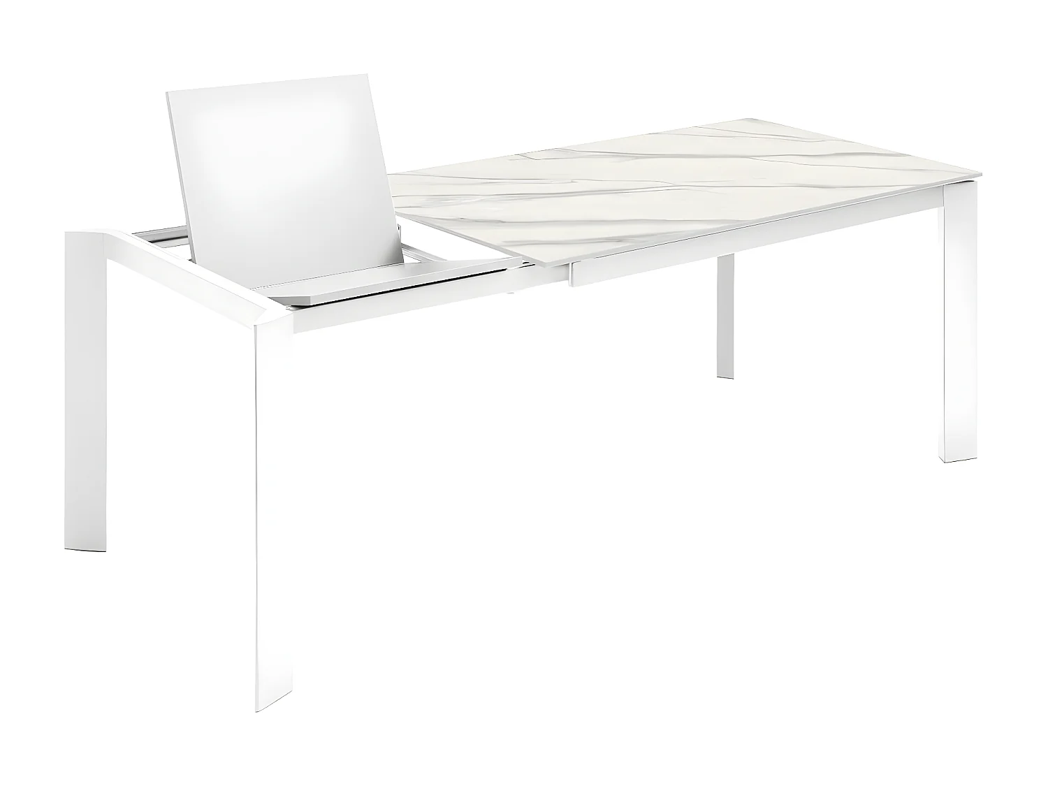 David - Uitschuifbare tafel (140/200 x 90 cm) in wit keramiek