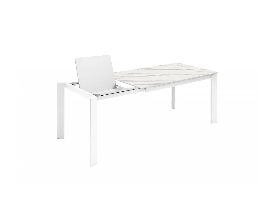 David - Mesa extensível (140/200 x 90 cm) em cerâmica branca