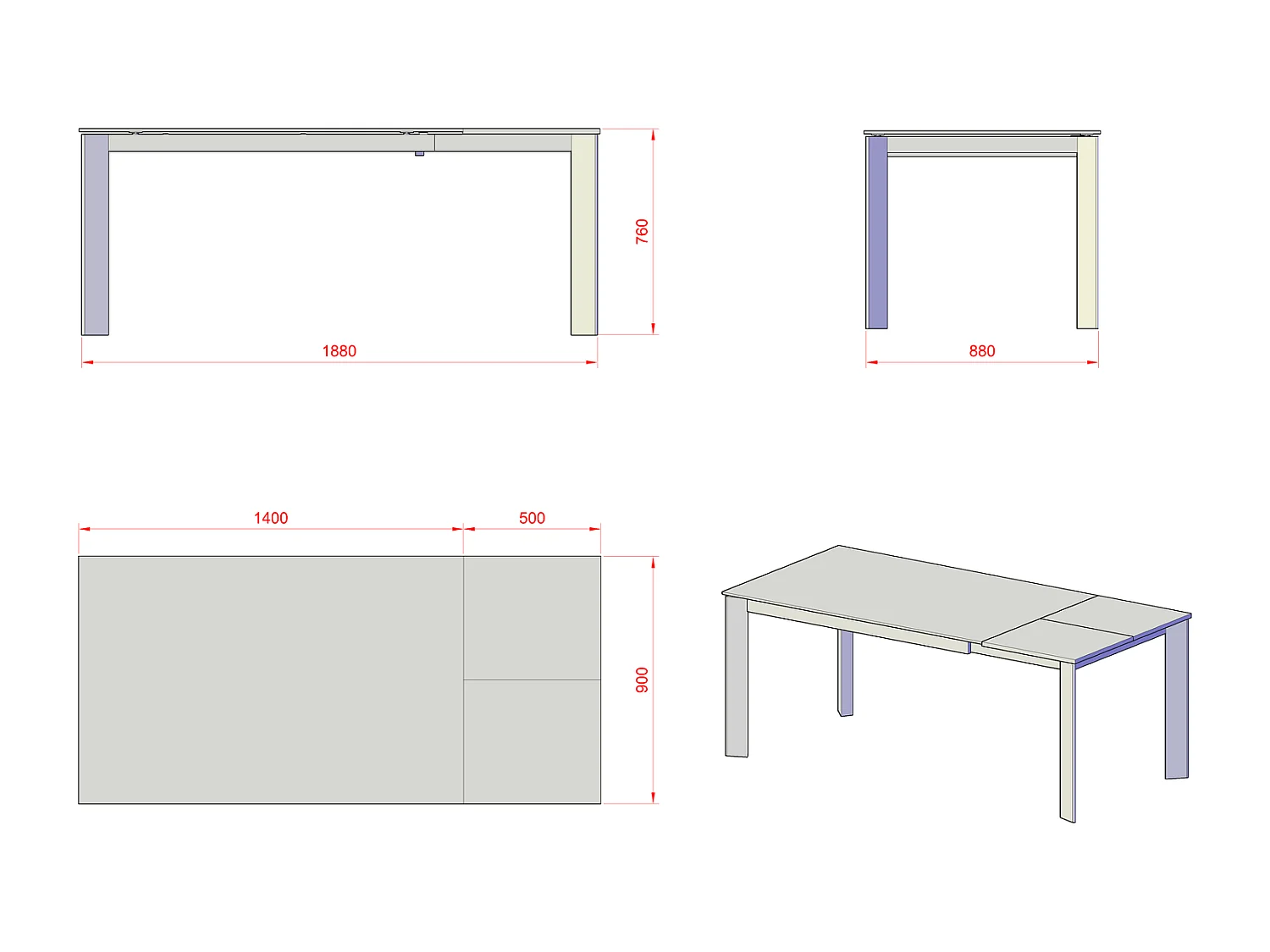 David - Tavolo allungabile (140/200 x 90 cm) in Ceramica Bianca