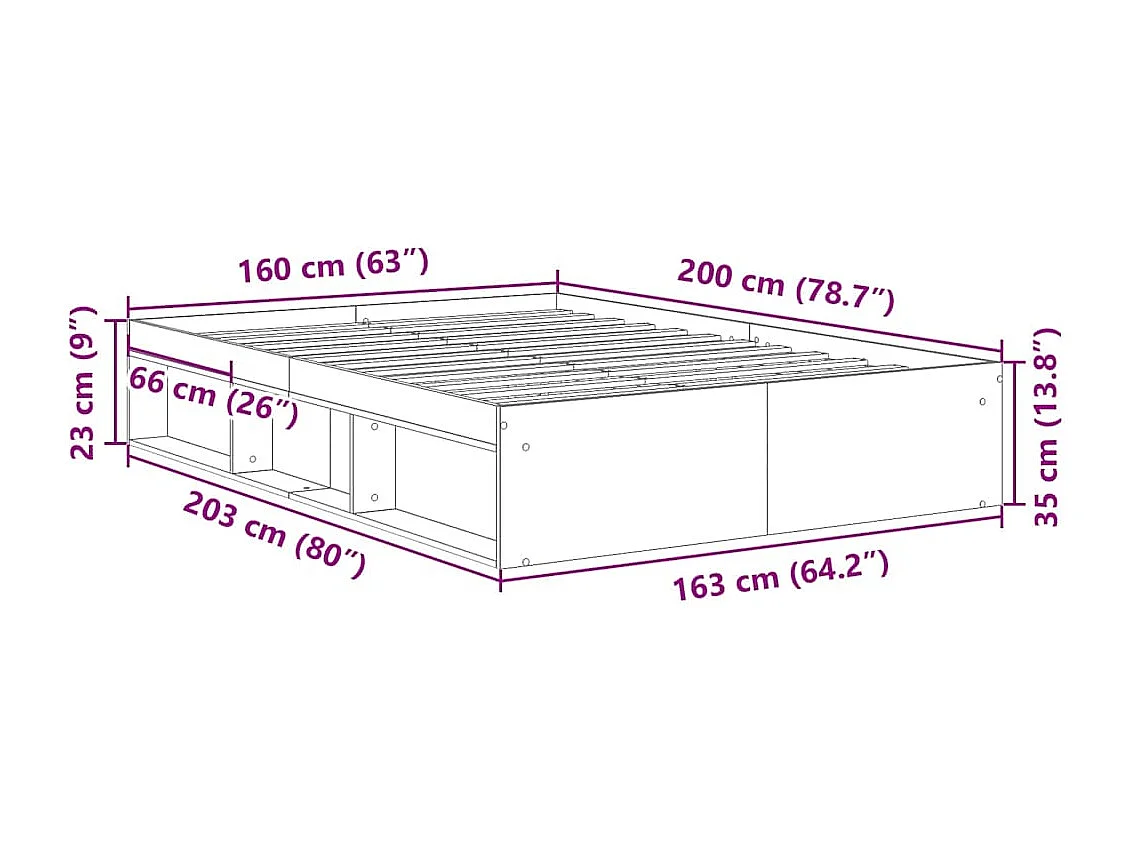Bedframe zwart 160x200 cm