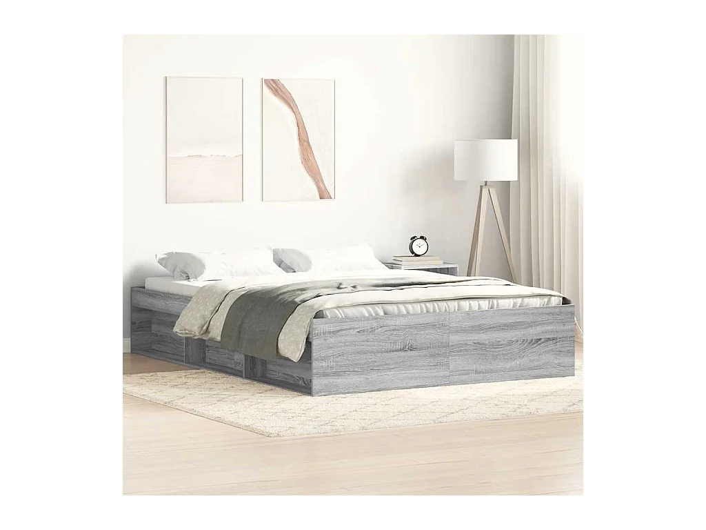 Cadre de lit sans matelas sonoma gris 160x200 cm