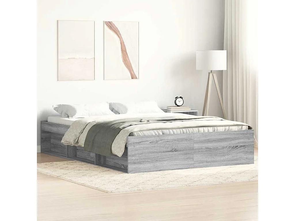 Cadre de lit sans matelas sonoma gris 160x200 cm