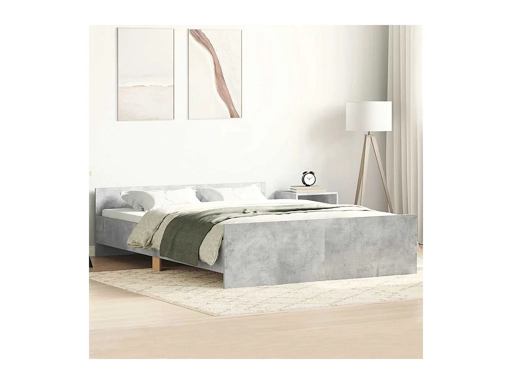 Cadre de lit sans matelas gris béton 140x190 cm