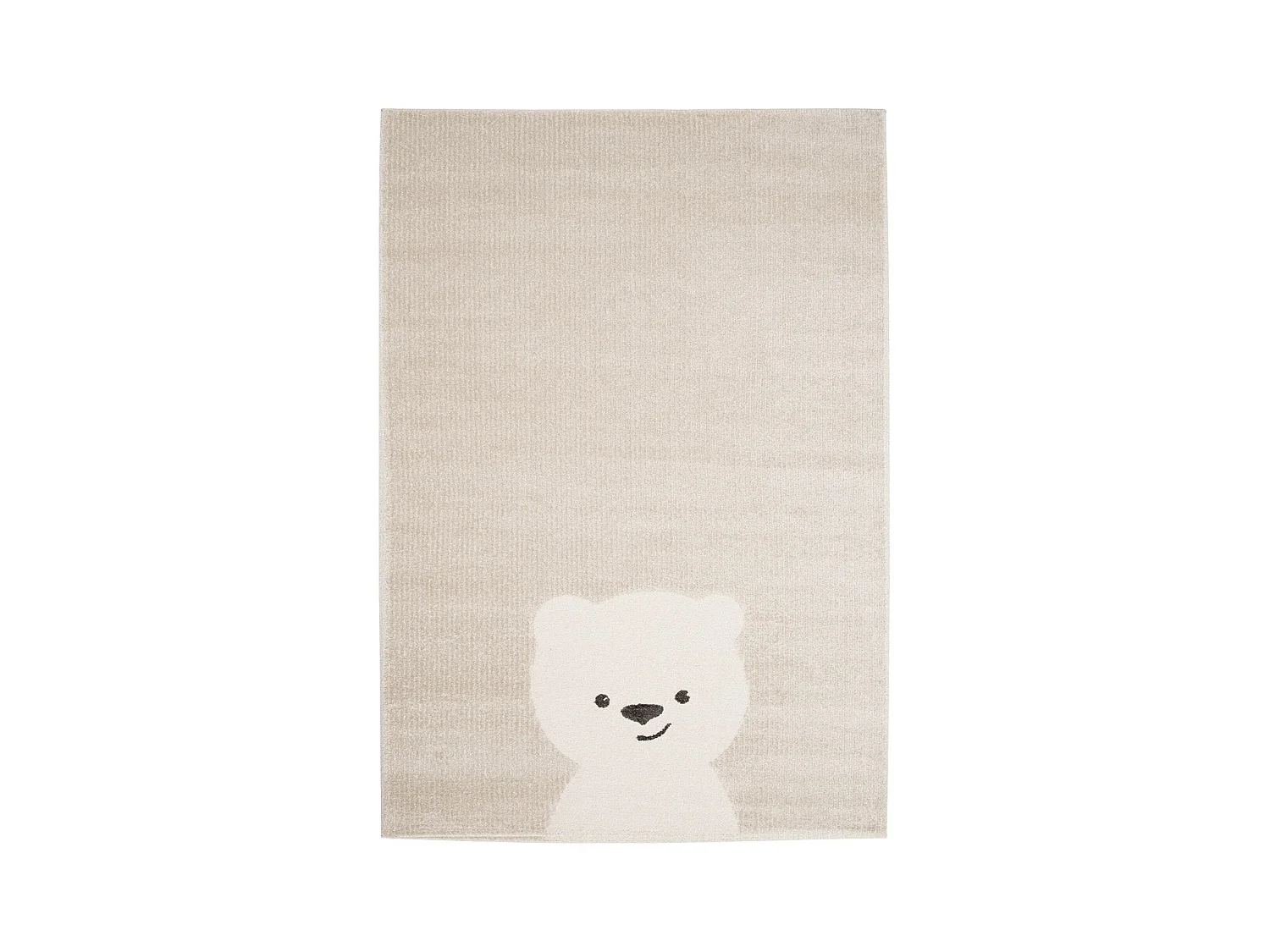 Tapis enfant 80 x 150cm Beige / Crème. petit ourson. poils ras. tapis frisé très doux