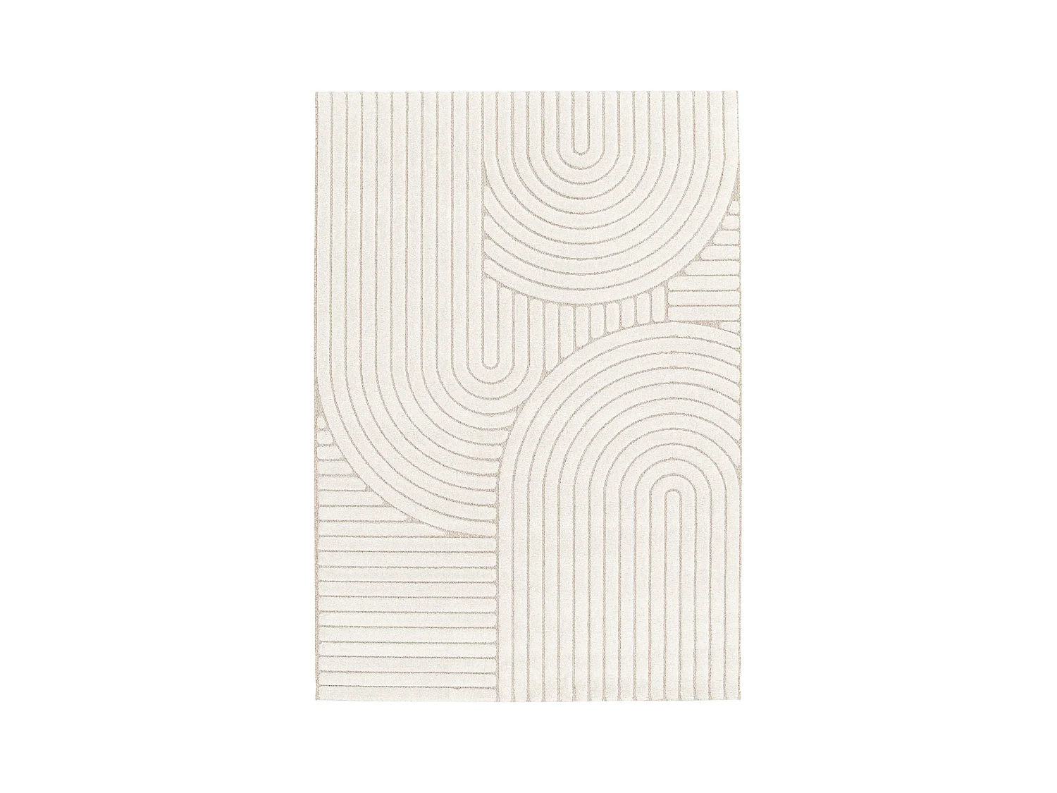 Tapis intérieur motif ethnique arches 80x150cm. poils ras. beige et crème