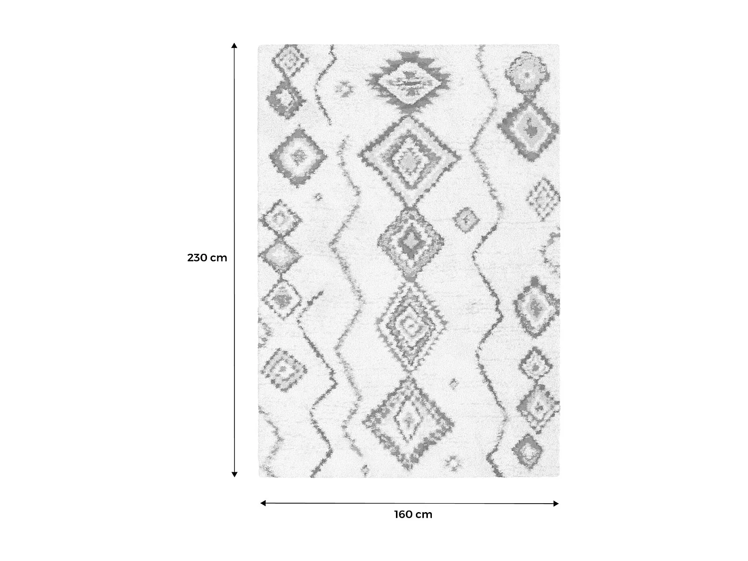 Tapis intérieur shaggy. style berbère. poils longs. crème et multicolore 160 x 230cm