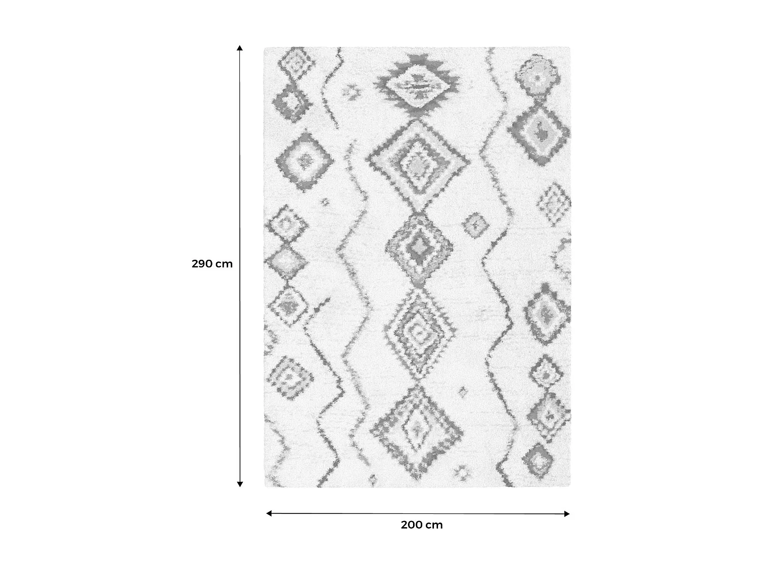 Tapis intérieur shaggy. style berbère. poils longs. crème et multicolore 200 x 290cm