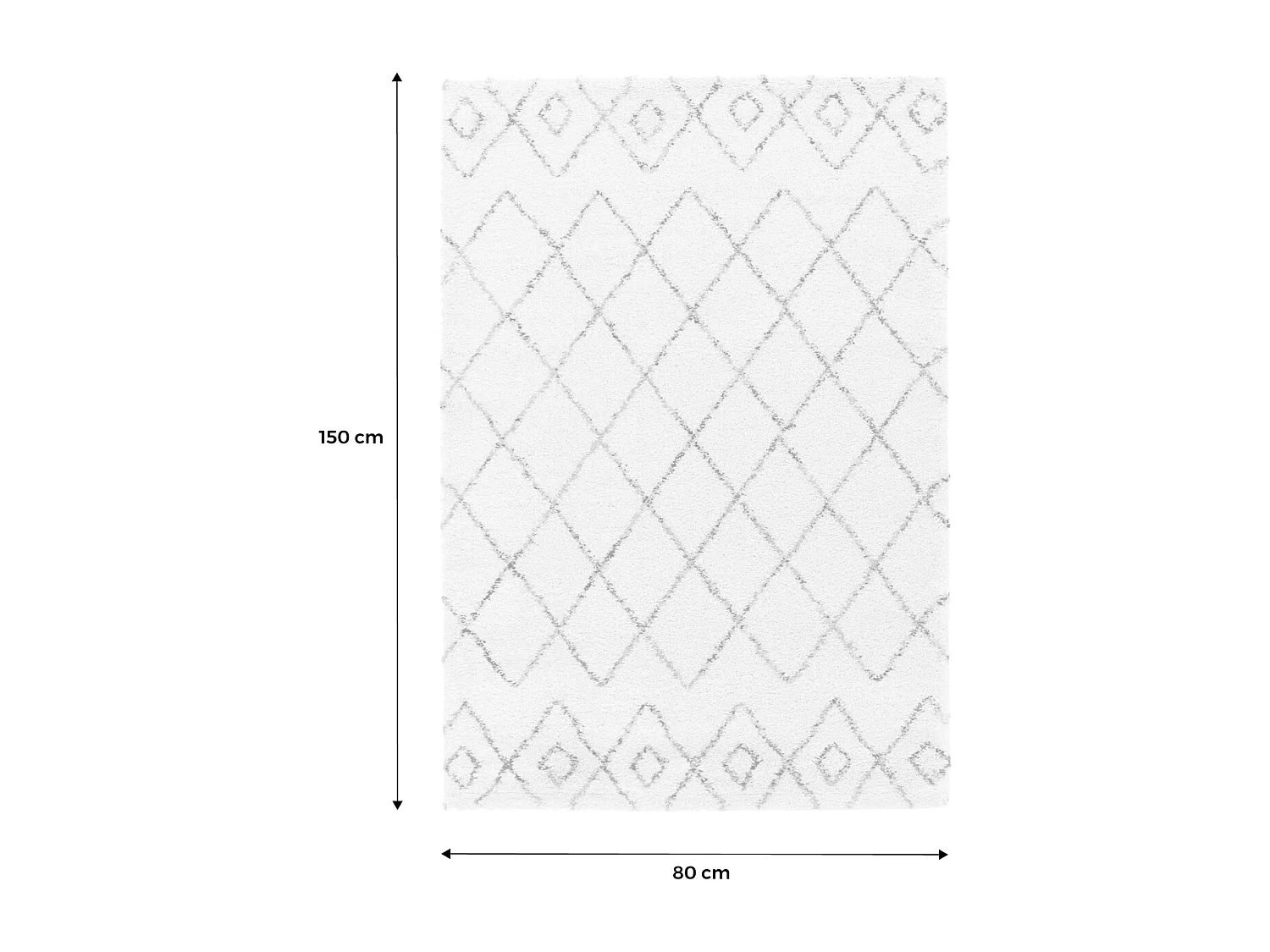 Tapis intérieur shaggy 80 x 150cm poils longs. style berbère. crème et multicolore