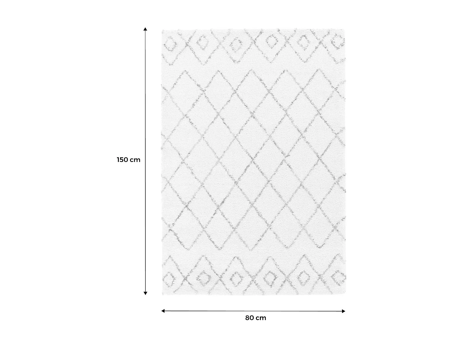 Tapis intérieur shaggy 80 x 150cm poils longs. style berbère. crème et multicolore