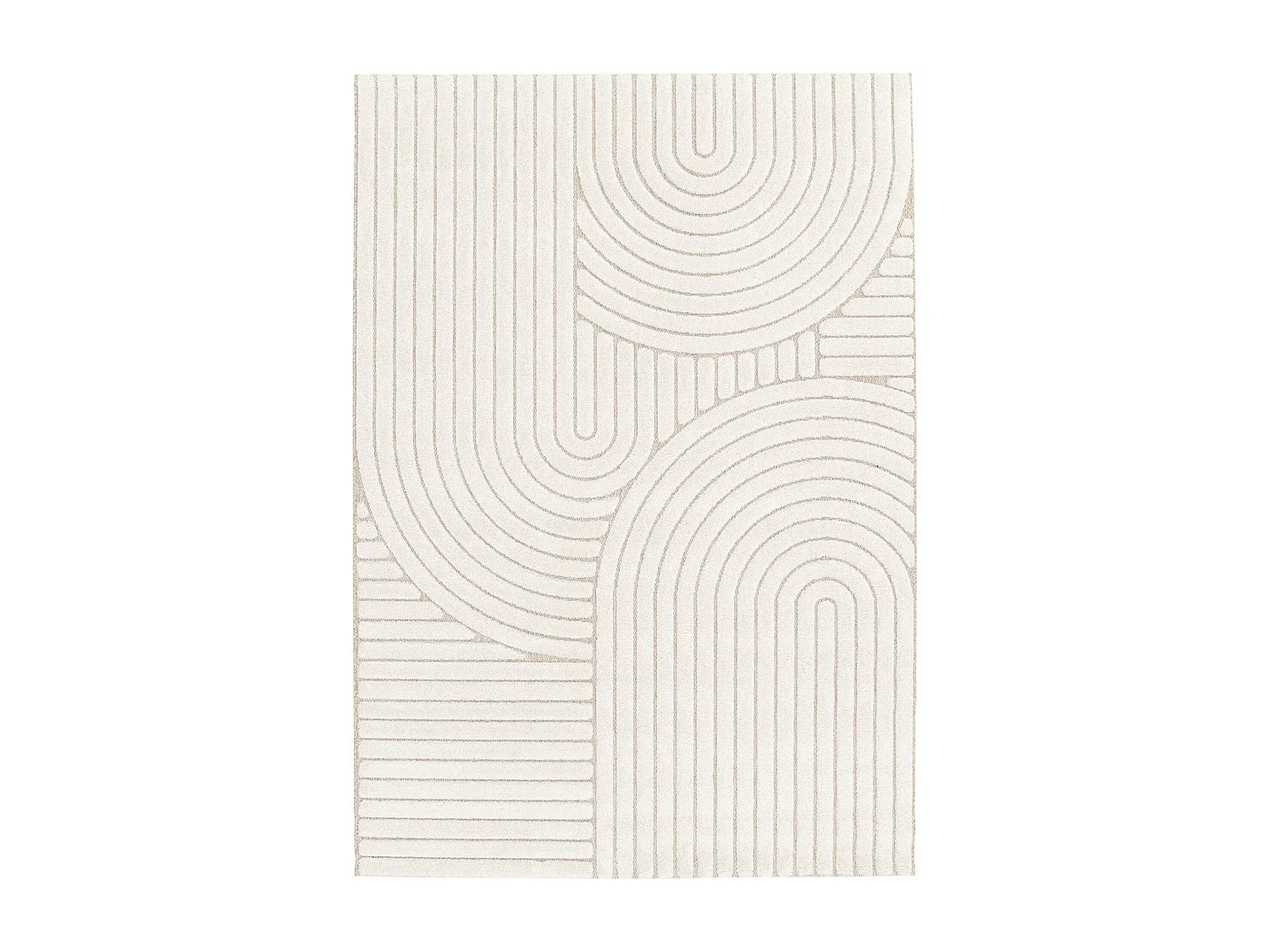 Tapis intérieur motif ethnique arches 160x230cm. poils ras. beige et crème