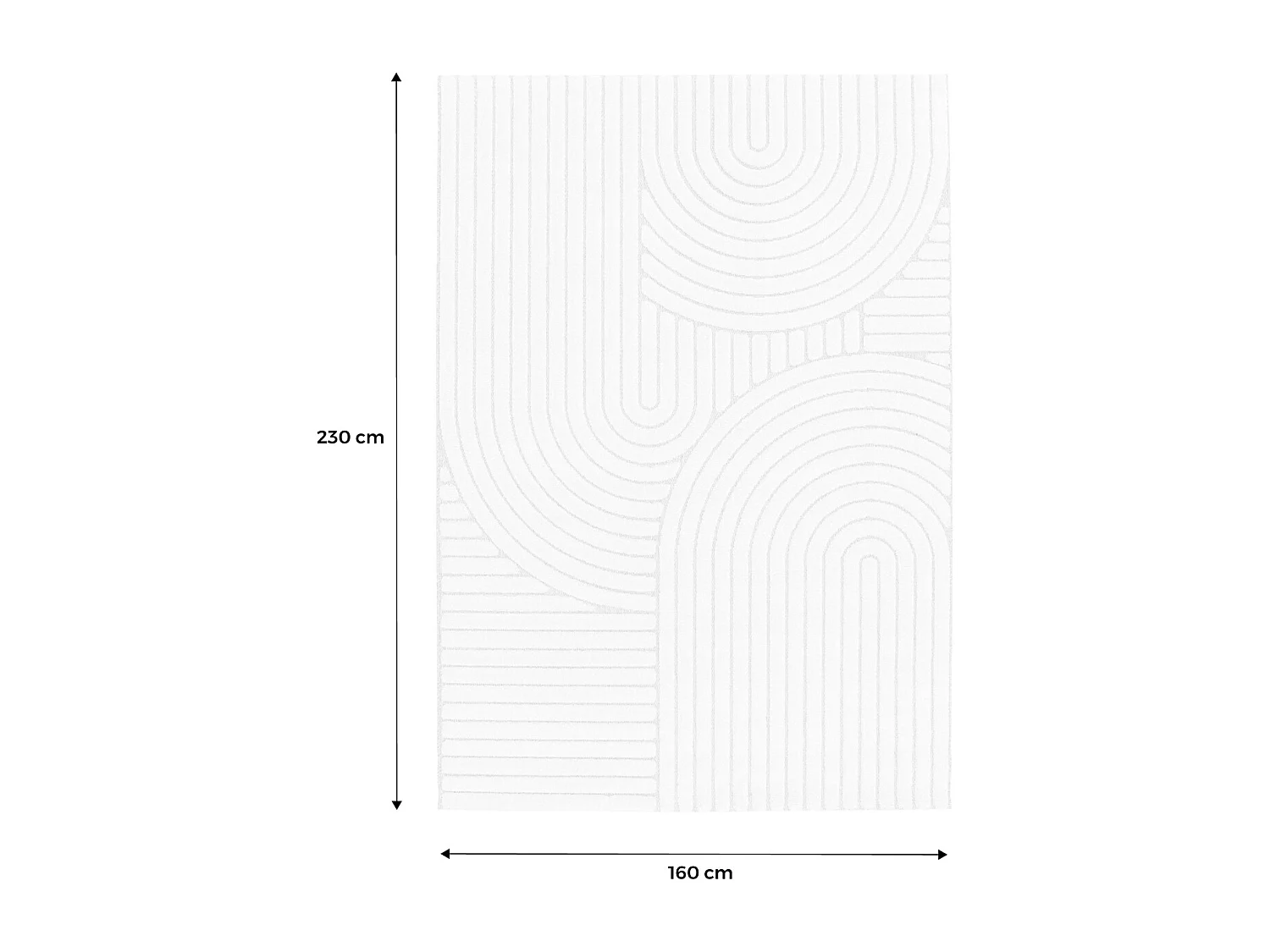 Tapis intérieur motif ethnique arches 160x230cm. poils ras. beige et crème