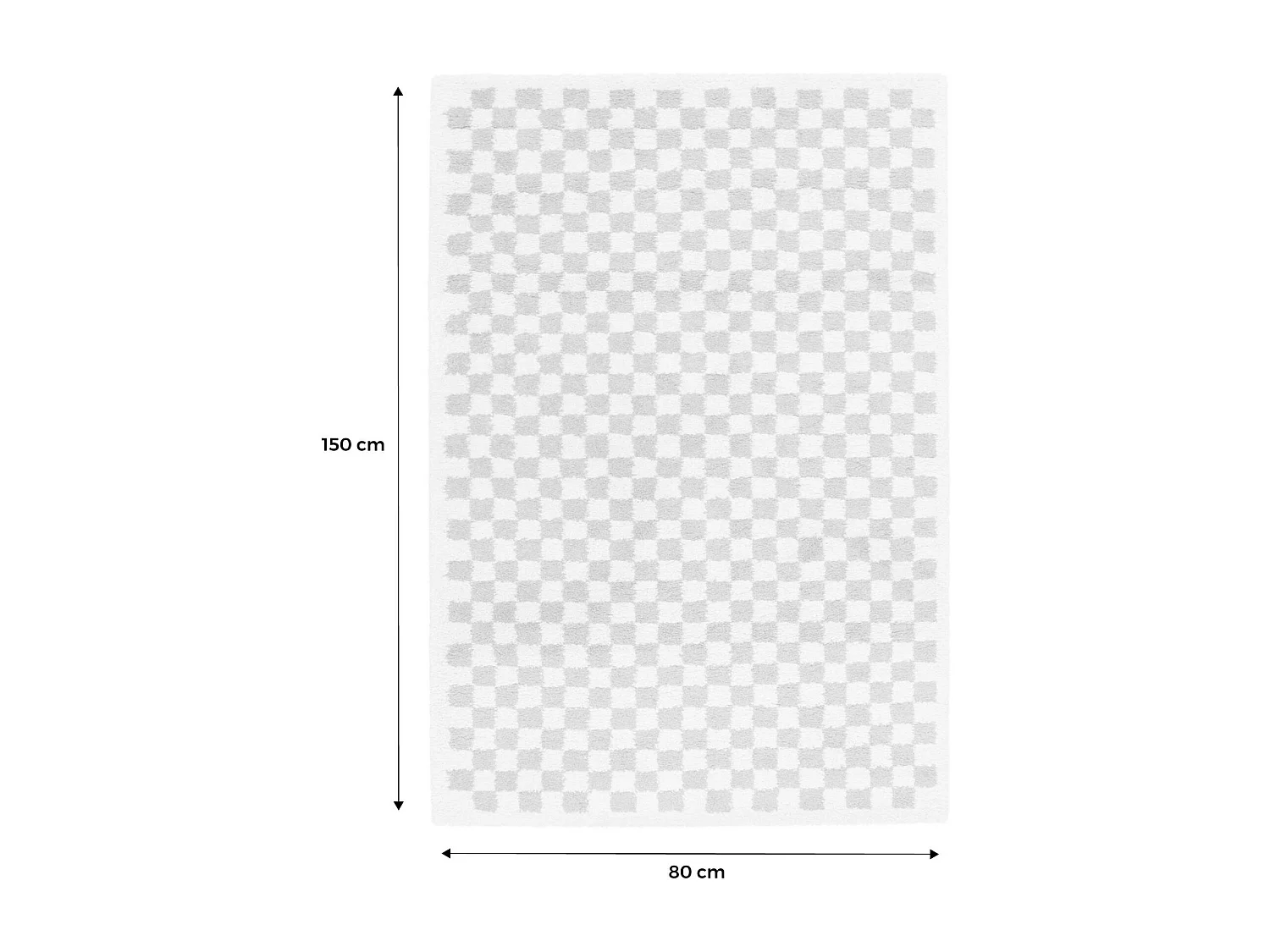 Tapis intérieur shaggy poils longs 80x150cm damier bleu clair et crème