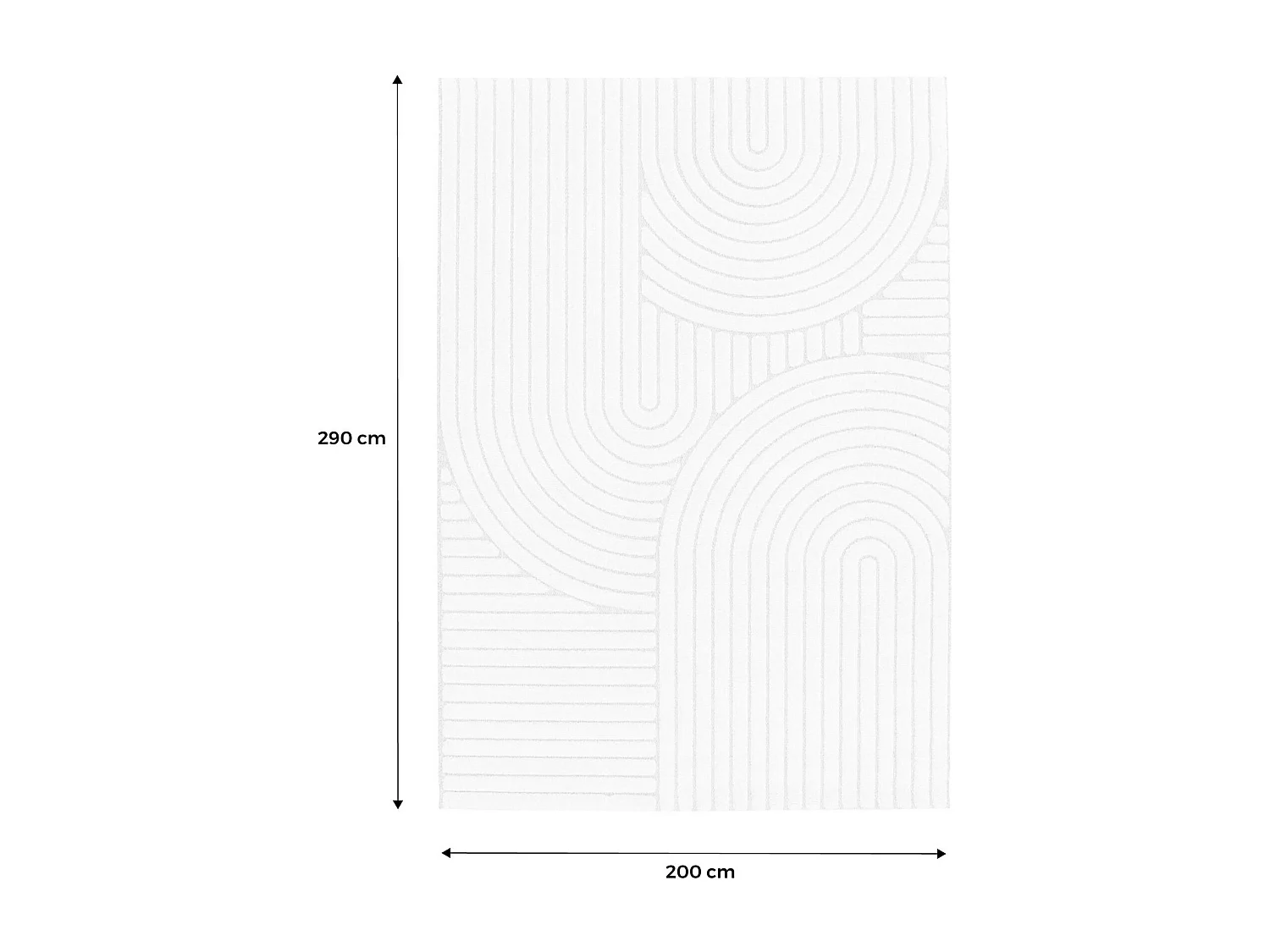 Tapis intérieur motif ethnique arches 200x290cm. poils ras. beige et crème