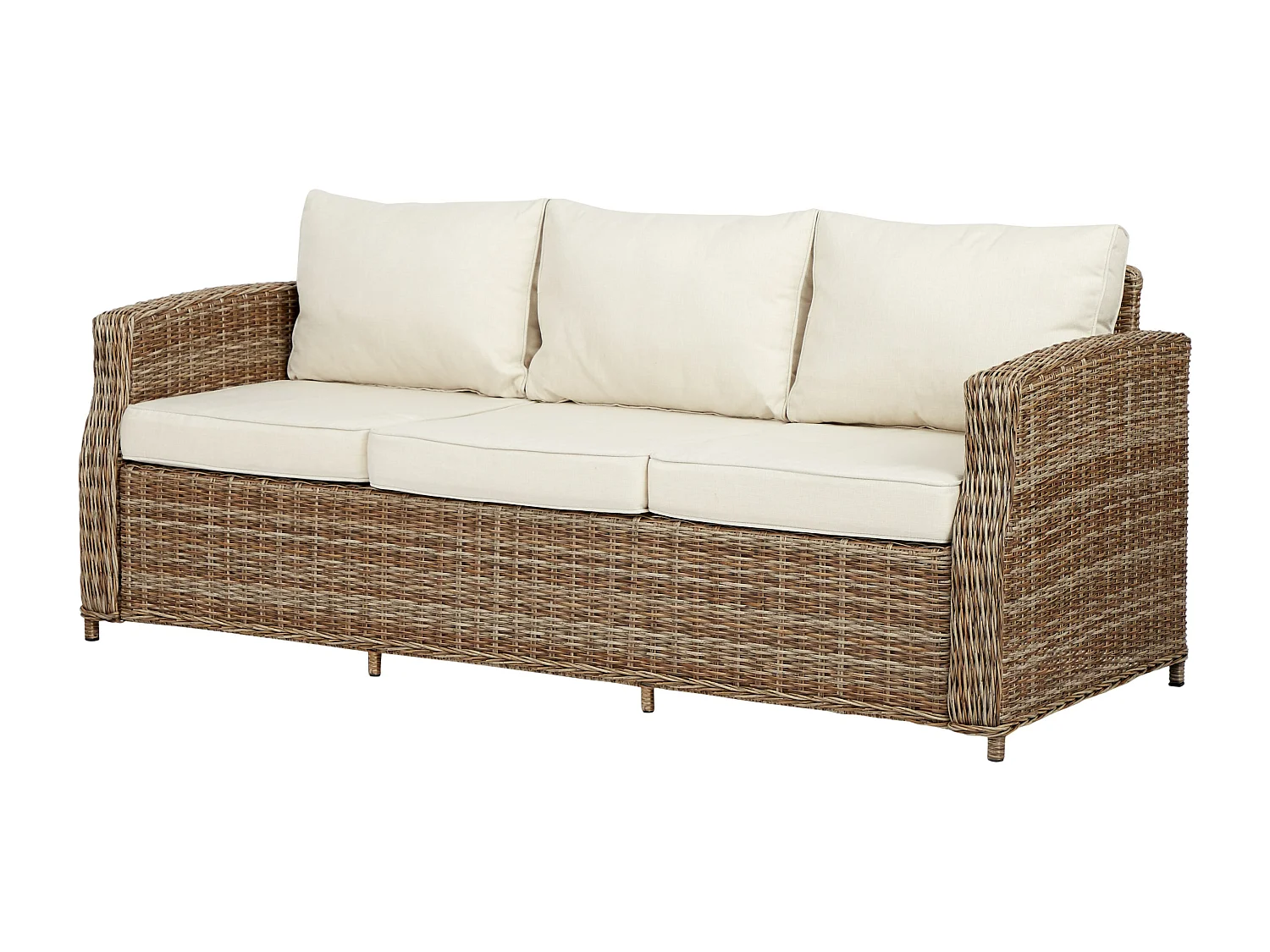 Gram Gartensofa 3 Sitzer, inkl. Sitzkissen, natur und offwhite.