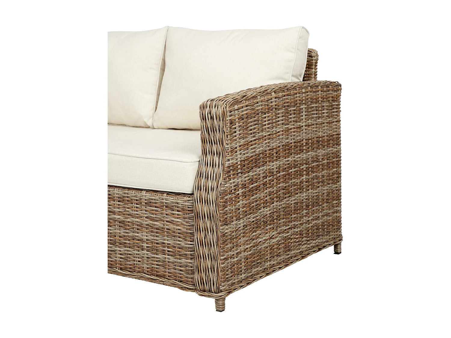 Gram Gartensofa 3 Sitzer, inkl. Sitzkissen, natur und offwhite.