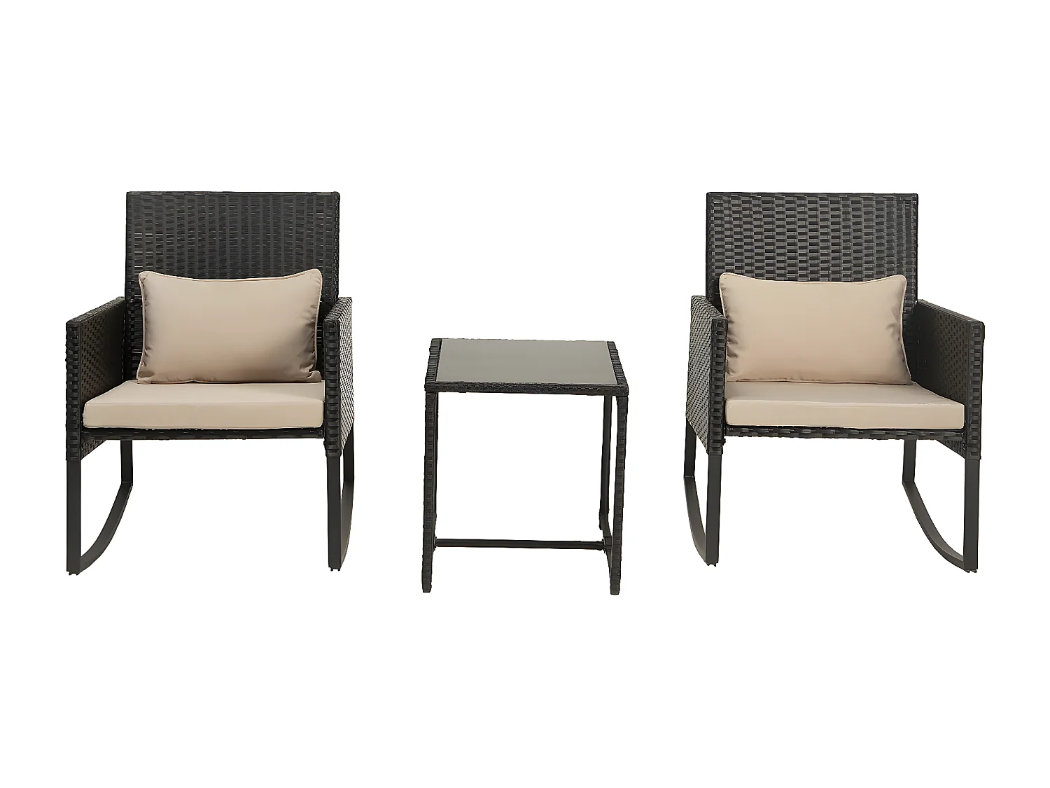 Gartenlounge Schaukelstühle aus Polyrattan "Garden" - Schwarz