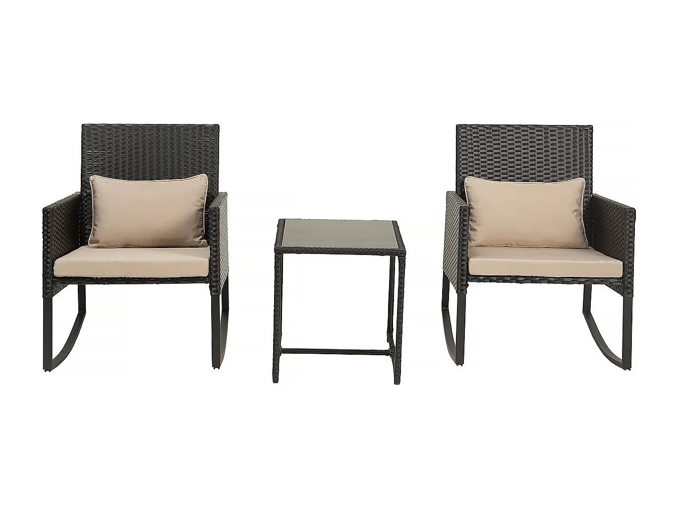 Salon de jardin a bascule en résine tressée "Garden" - Noir